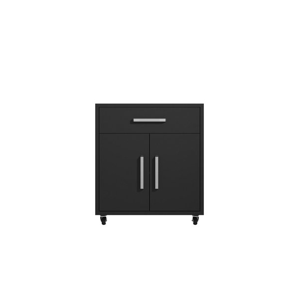 Manhattan Comfort Eiffel 28.35 Mobile Garage Storage Cabinet in Black Matte 252BMC8